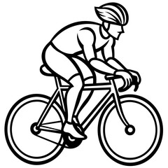 Fototapeta premium Minimalist Cyclist Line Art Vector Bike Rider Illustration for Sports Logos, Fitness Posters & Apps