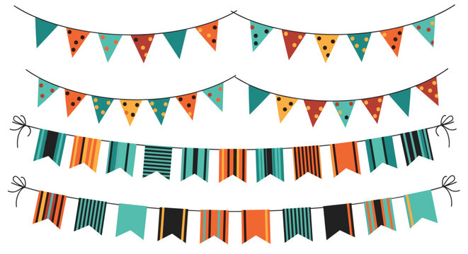 Colorful party bunting flags for festive decorations and celebrations