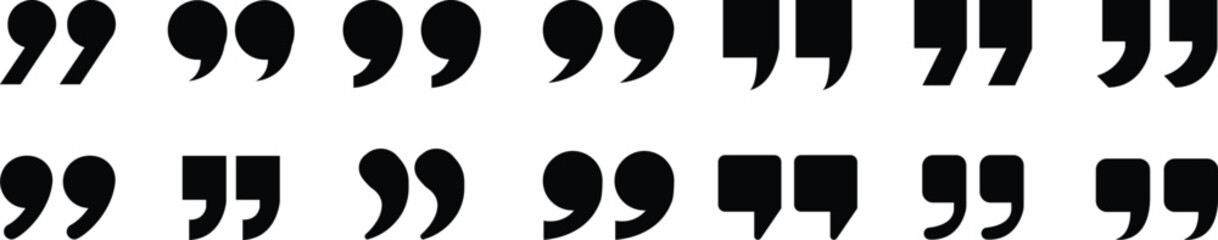 Quote Mark Icon set.Quote chat icon for messaging, communication, and conversation.Quotation symbol. Remark sign in Quote mark on transparent background. Quoted sign . Vector Illustration.