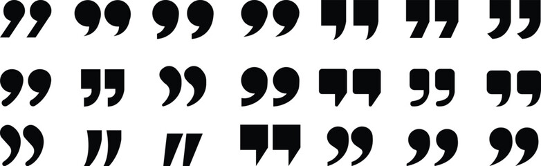 Quote Mark Icon set.Quote chat icon for messaging, communication, and conversation.Quotation symbol. Remark sign in Quote mark on transparent background. Quoted sign . Vector Illustration.