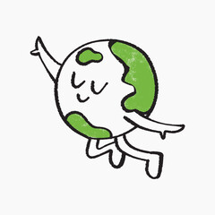 Happy green world doodlea illustration vector