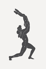 Couple silhouette, spiritual illustration vector