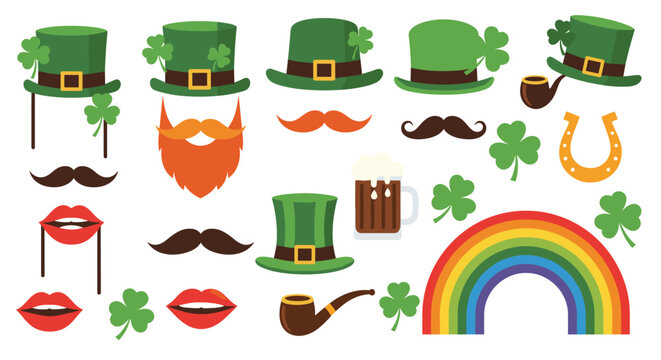 St patricks day party photo booth props and decorations collection
