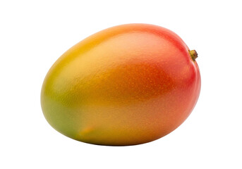 Close up of a single ripe mango on a black background.