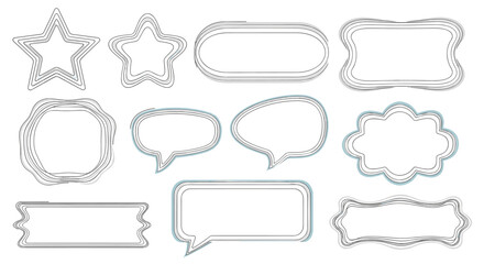 Collection of ornate decorative frames and speech bubbles for design elements