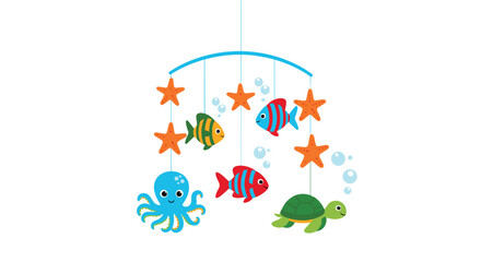 Ocean friends baby crib mobile with starfish octopus fish and turtle