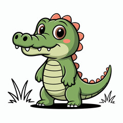 Cute cartoon crocodile character illustration
