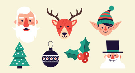 Festive christmas holiday icons collection celebrations season