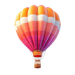 Orange-pink hot air balloon, isolated