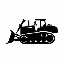 Naklejka premium Heavy Construction Bulldozer Silhouette Illustration