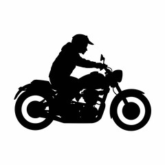 Fototapeta premium Motorcycle Rider Silhouette on White Background