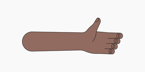 Black palm hand, gesture flat collage element vector