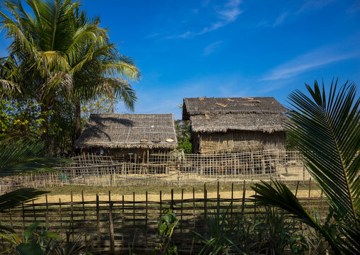 Farmer house and yard, Mrauk u, Myanmar