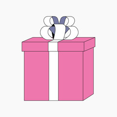 Pink gift box, flat object collage element vector