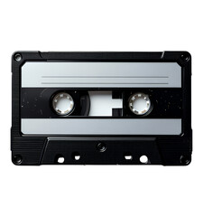 Fototapeta premium Black Cassette Tape with Transparent Background, Glossy 3D Realism Design Element