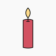 Lit candle, flat collage element vector