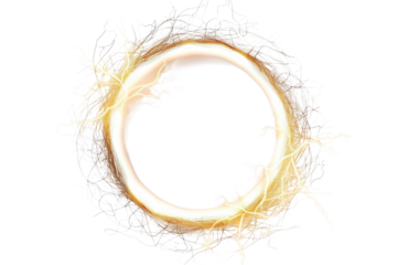 Complex circular design of intertwined fibers with glowing highlights capturing the essence of energy and movement