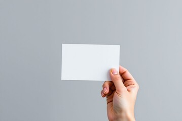a Hand Holding a Blank White Card