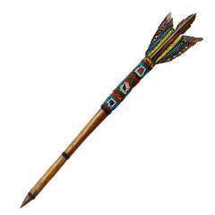 Native American Beadwork Wooden Arrow Decor for Crafts and Design Projects