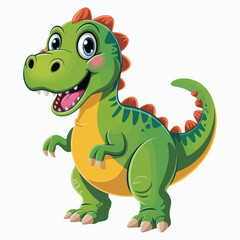 Cute cartoon tyrannosaurus rex dinosaur smiling with big eyes