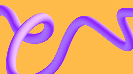 Twisting Purple Ribbon on Soft Yellow Background