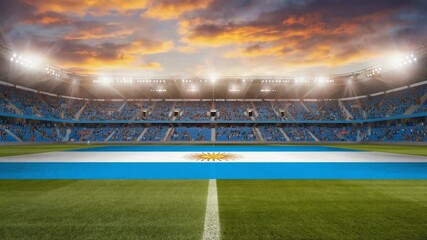Argentine flag in a soccer stadium. - Powered by Adobe