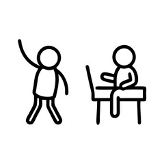 19 doodle icons of kids at school raising