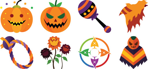 Collection colored halloween  set  vector cartoon illustration  bundle