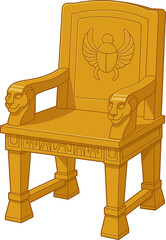 Gold throne with scarab and lion details, fit for royalty and ancient times.