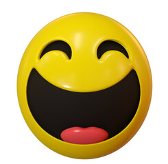 3d happy smiley face on png transparent background.