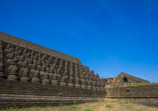 Stupas at kothaung temple, Mrauk u, Myanmar