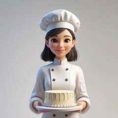 3D Animated Pastry Chef with Cake