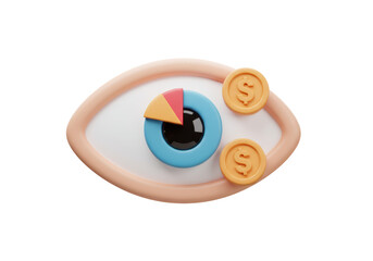 Isolated Human Eye with Financial Pie Chart Insight