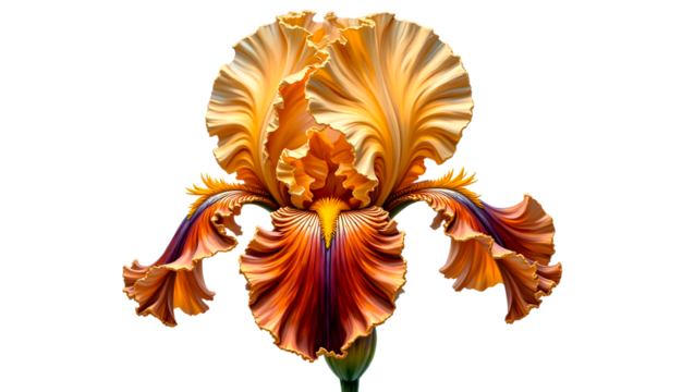  Impasto iris flower with bold strokes – bright orange and yellow bloom for artistic design