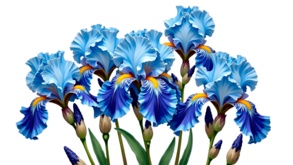  Watercolor iris bouquet for girls — blue, white, and navy flowers in impasto palette knife technique