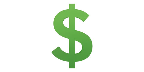 Obraz premium Green Dollar Sign Icon with Transparent Background, Neon 3D Realism Asset