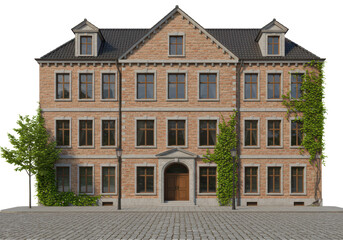 Isolated Classic European Apartment Building with Ivy Vines