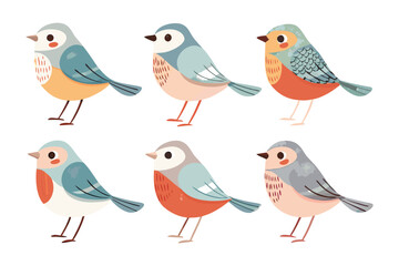 Charming Aviary: A vibrant collection of delicately illustrated songbirds, each rendered with charming detail. Perfect for any creative project.