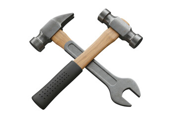 Isolated Hammer and Wrench Crossed Tools