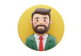 Isolated Smiling Businessman Avatar with Beard and Tie