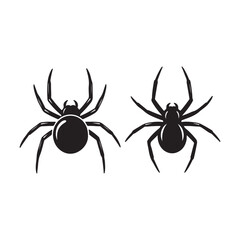 Monochrome Spider Illustrations Depicting Arachnids with Eight Legs, Threatening Imagery and Symbolism