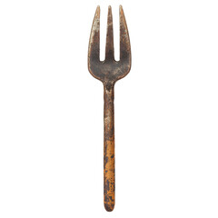 Vintage Three-Pronged Garden Fork Isolated on White Background