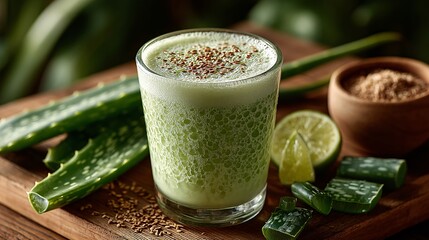 Refreshing Aloe Vera Smoothie with Lime and Healthy Ingredients