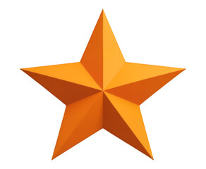 Orange 3D Star with Transparent Background, Glossy Graphic for Web Design