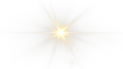 Bright Golden Light Burst with Lens Flare on Black Background	