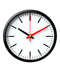 Red Hand Clock with Black Ticks on Transparent Background, Modern Minimalist Design Element