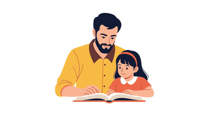 Obraz premium Loving father reading a bedtime story to his daughter creating a beautiful family moment