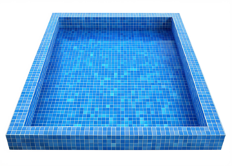 blue water swimming pool with blue tiles isolated on white background PNG.AI Generated.