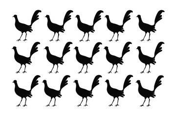 Pheasant Silhouettes: A striking collection of pheasant silhouettes in a repetitive pattern. The image offers a minimalist yet artistic portrayal of nature's elegance.
