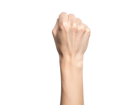 Female Fist Raised Upwards Against A Transparent Background Symbolizing Power Strength And Determination
